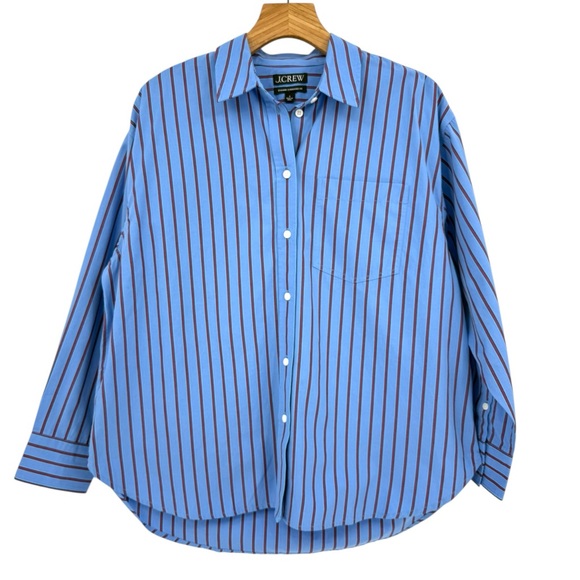 J. Crew Etienne Oversized Shirt in Striped Cotton Poplin Size S - Picture 2 of 9